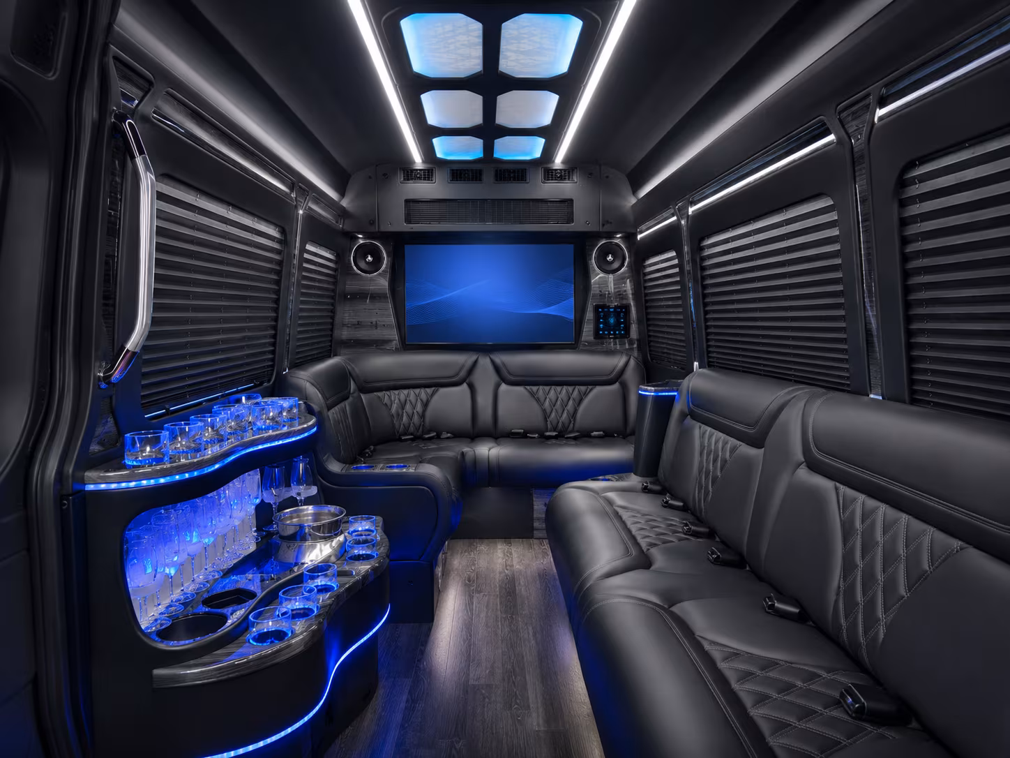 warner robins 30 passenger party bus inside